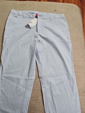 H&M Slim Fit Chino Pants  Front Zipper & Pockets Light Blue Size 6 NWT